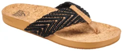 Slipper Reef Women Cushion Strand Black Natural