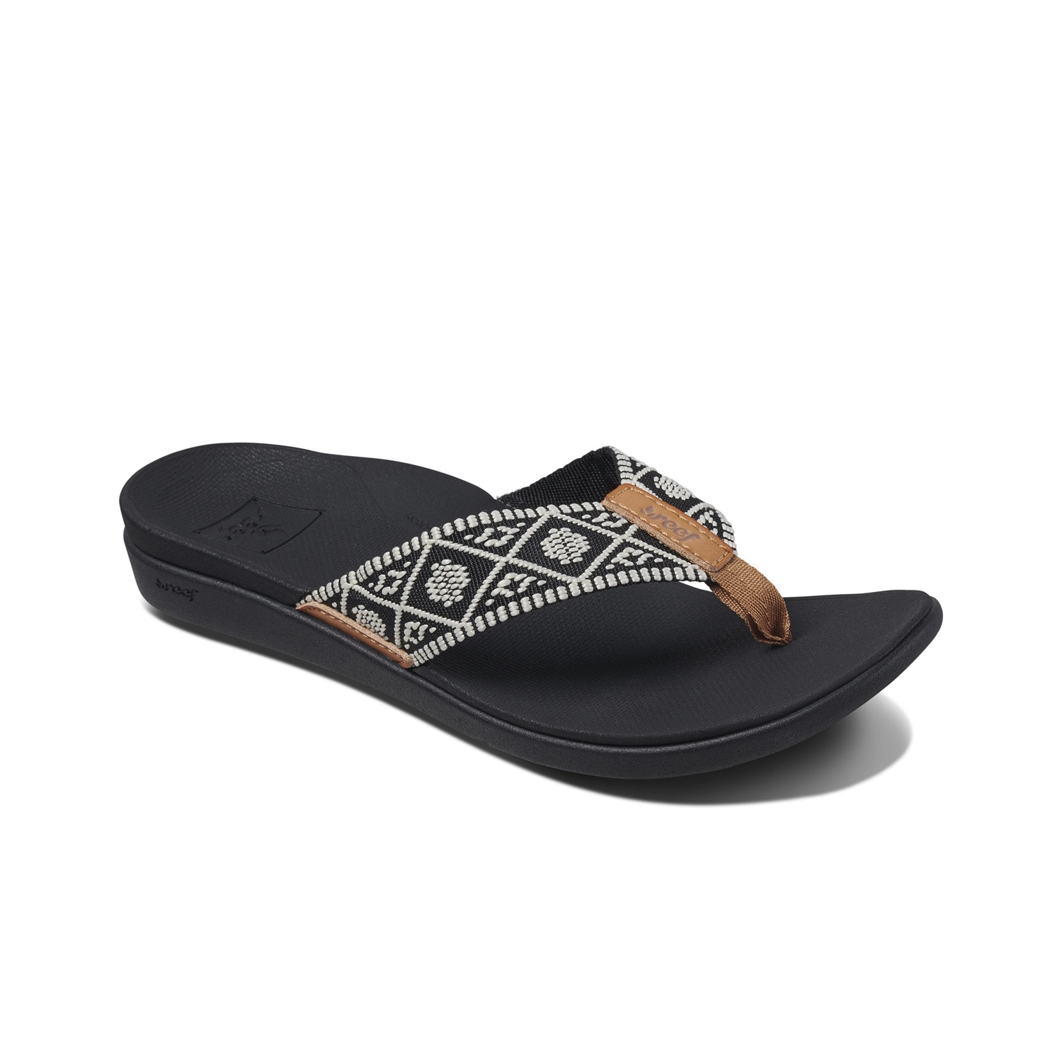 Slipper Reef Women Ortho-Bounce Woven Black White 1 Slipper Reef Women Ortho-Bounce Woven Black White